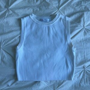 Zara White Tank Top Sleeveless Knit XS